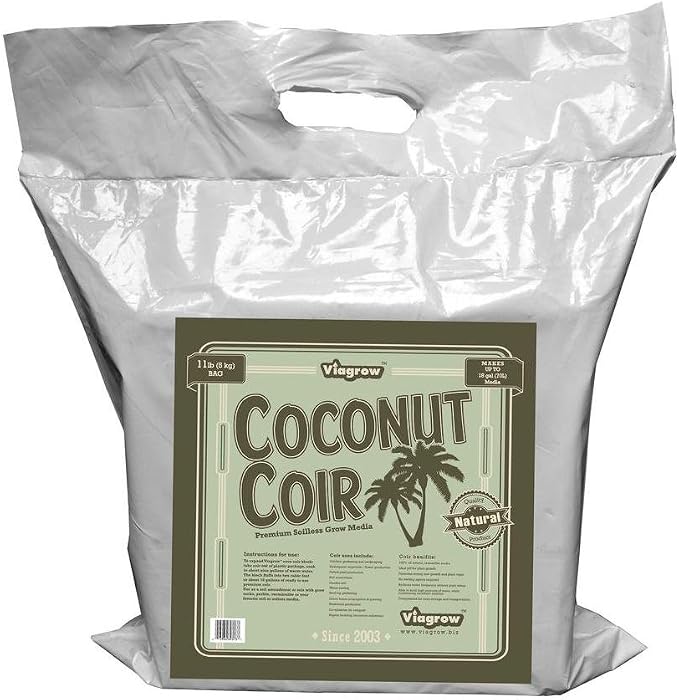 Viagrow Coconut Coir 11 lb Brick Soilless Grow Media (2 Pack) Coco Coir, 5KG Block
