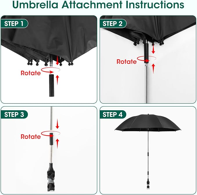 OAOA innovation 2-in-1 Garden Kneeler with Umbrella, Kneeling Bench & Black Umbrella, Portable Stool 330lb Capacity, Garden Tools Bag with Bottle Holder, Gardening Gift for Men Women Seniors