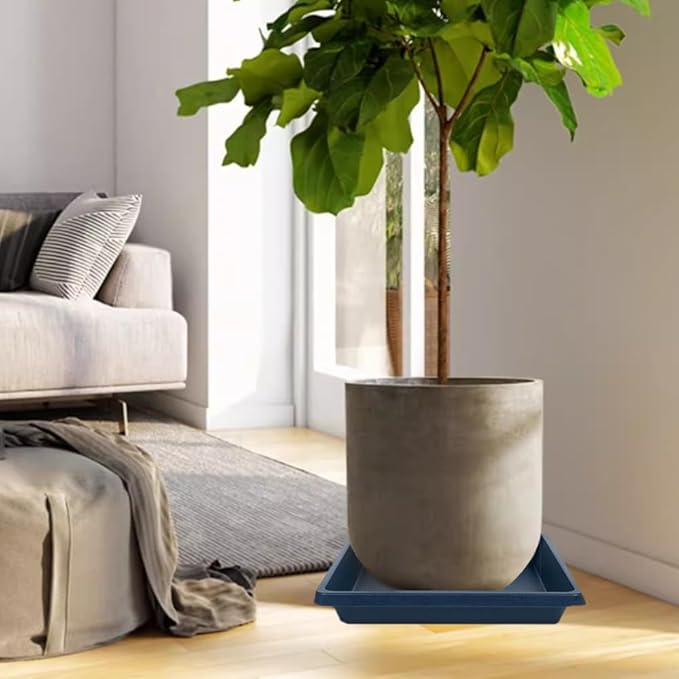 Square Plant Saucer 10 Inch 2 Pack, Plant Drip Trays and Flower Pot Saucers,Doubles Plant Water Catcher Tray, Plant Trays for Indoors No Holes, Plant Drainage Tray Saucers for Potted Plants