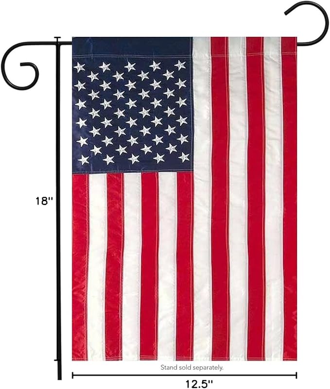 Embroidered American Flag Garden Flag Stars & Stripes USA 12.5" x 18"