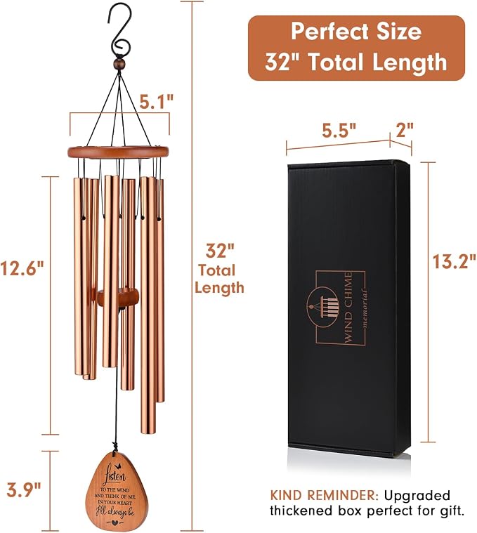 AMBOBE Memorial Wind Chimes Gifts, Sympathy Wind Chimes, Sympathy Gifts for Loss of Loved One, Bereavement Gift Baskets, Home Decor Outdoor Garden, Soothing Melodic Tones for Grieving Hearts