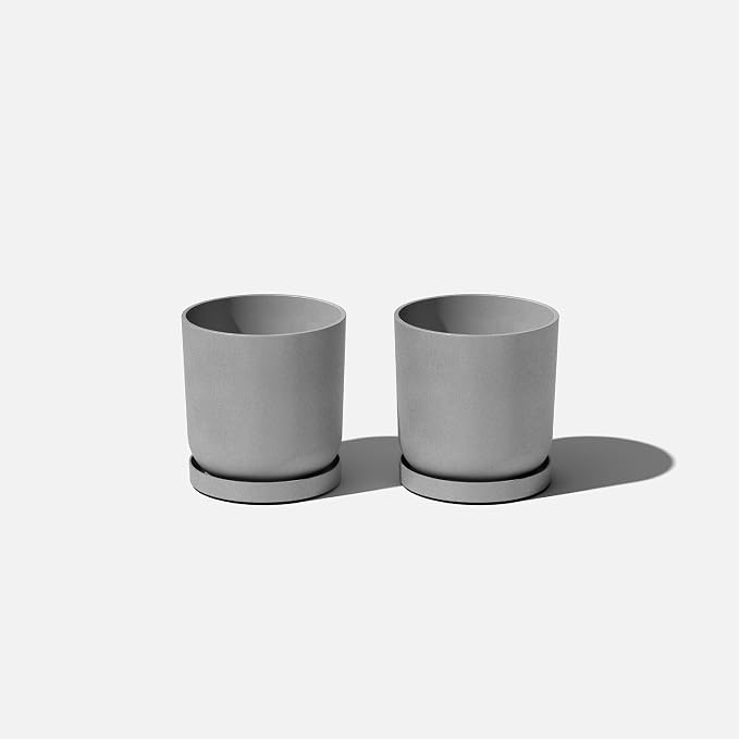 Veradek Mason Series Lima Planter - Round Planter for Indoor or Outdoor Porch/Garden | Made from Plastic-Stone Composite with Drainage Holes | Modern Décor for Succulents, Flowers, Small Plants