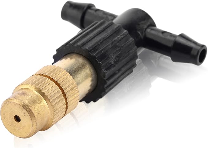 20Pcs Three-Way Atomizing Nozzle with Drip Irrigation Connector for 1/4 inch Drip Irrigation Tubing, Micro Spray Drip Irrigation Emitters, Adjustable Sprinkler Drip Irrigation Mister Kit