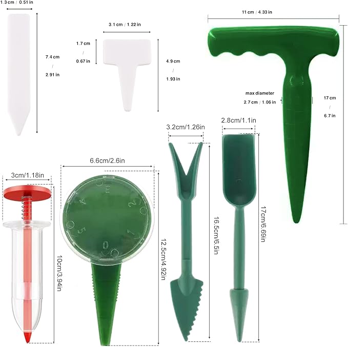 9pcs Seed Spreader Set,Adjustable Mini Sowing Seeds Dispenser, Handheld Mini Seedlings Dibber and Widger Garden Hand Tool, Ideal Gardening Tools for Small Seeds of Flowers, Vegetables