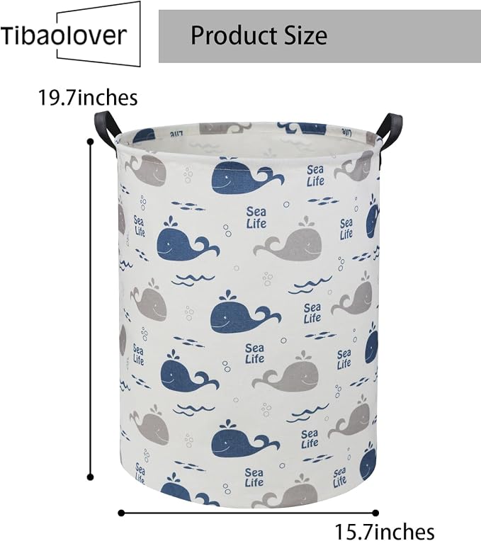 Kids Laundry Basket Baby Hamper Whale Toy Storage Bin for Boys Room Decor for Bedroom Bathroom(Whale)