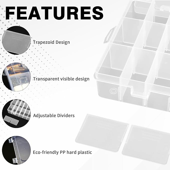 OALCQ 24 Grids 36 Grids 2 Pcs Bead Organizer Box Tackle Box Organizers and Storage Rock Collection Storage Boxes