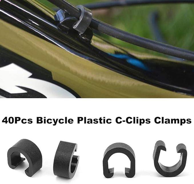 40pcs Plastic Bicycle C-Clips Clamps Housing Hose Guide Clamps Bicycles Brake Cable Derailleur Shifter Cable Fixed Clips Frame Buckle