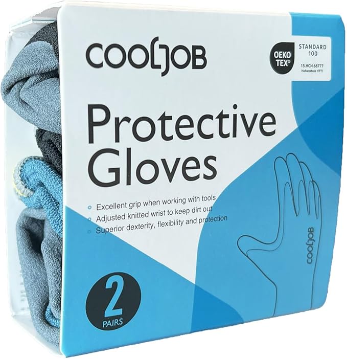 COOLJOB Gardening Gloves for Men, 2 Pairs Breathable Rubber Coated for Garden Weeding Landscaping, Outside Work for Lawn Yard, Men's Large Size, Black & Blue