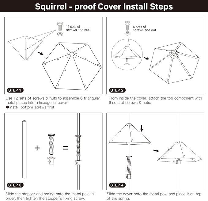94" Bird Feeding Station Kit with Metal Squirrel Baffle, Heavy Duty Metal Bird Feeding Station with Seed Tray&Mesh Basket, Easy Assembly Ground Mounted Bird Feeder Pole for Garden Yard Outdoor