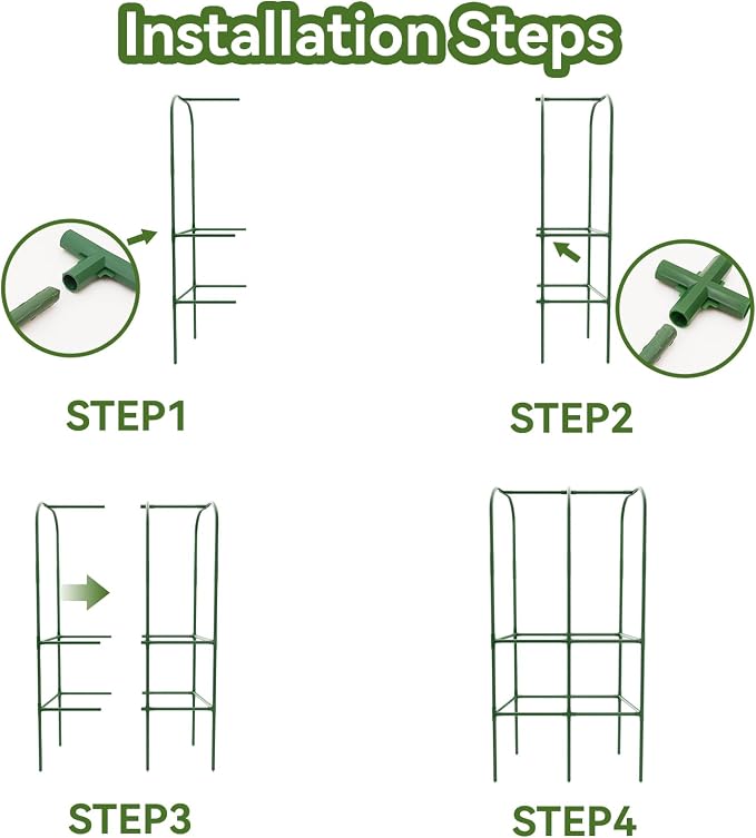 62" Tall Cucumber Trellis for Raised Bed, Garden Trellis for Climbing Plants Outdoor, U-Shape Metal Arch Vegetables Trellis Plant Support for Zucchini Squash Vines