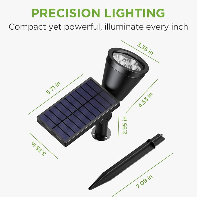 InnoGear Solar Spot Lights, Outdoor Solar Lights Solar Spotlights Flag Pole Light Waterproof Landscape Lighting Outside for Flag Uplighting Backyard Patio Pathway Statue Palm Tree Sign, White