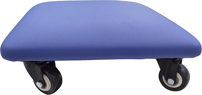 Roller Seat 360 Degree Rotating Low Stool with Wheel Chair PU Leather Universal Swivel Wheels Stool for Home Office Fitness and Garage (Square Blue)