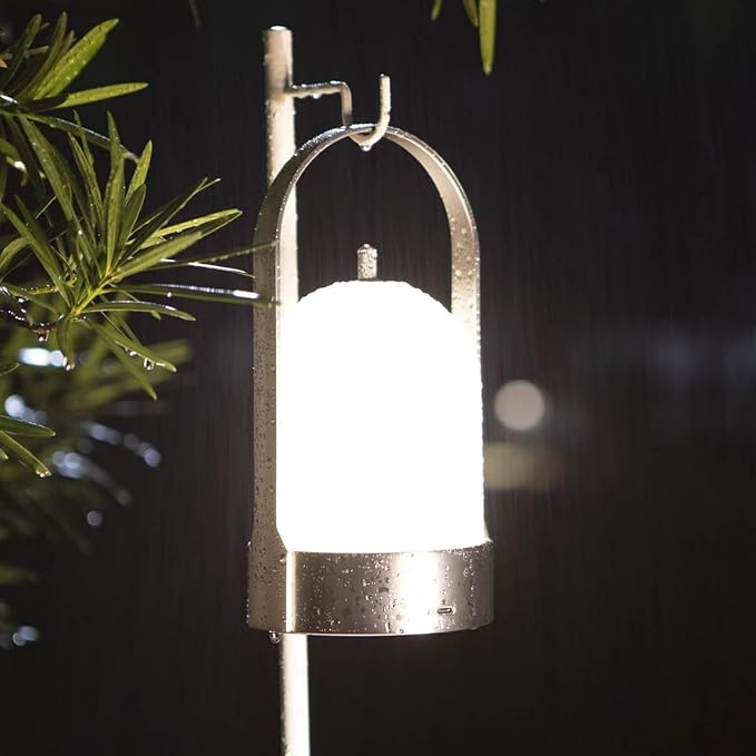 Tubicen Outdoor Table Lamp Portable Rechargeable Lamp Waterproof 4000mAh Battery Operated Lantern 4-Level Dimmable Cordless Touch Lamp for Bedroom Bathroom Patio Balcony Bar Camping Party, Nickel
