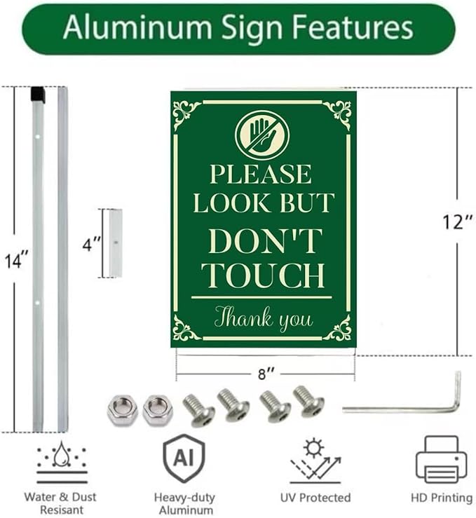 Please Look but Don't Touch yard Sign With Stake,Protecting Fruits Yard Sign,Garden Sign With Stake Garden Farm Decor Fence Yard Outdoor For Private property(8x12in)