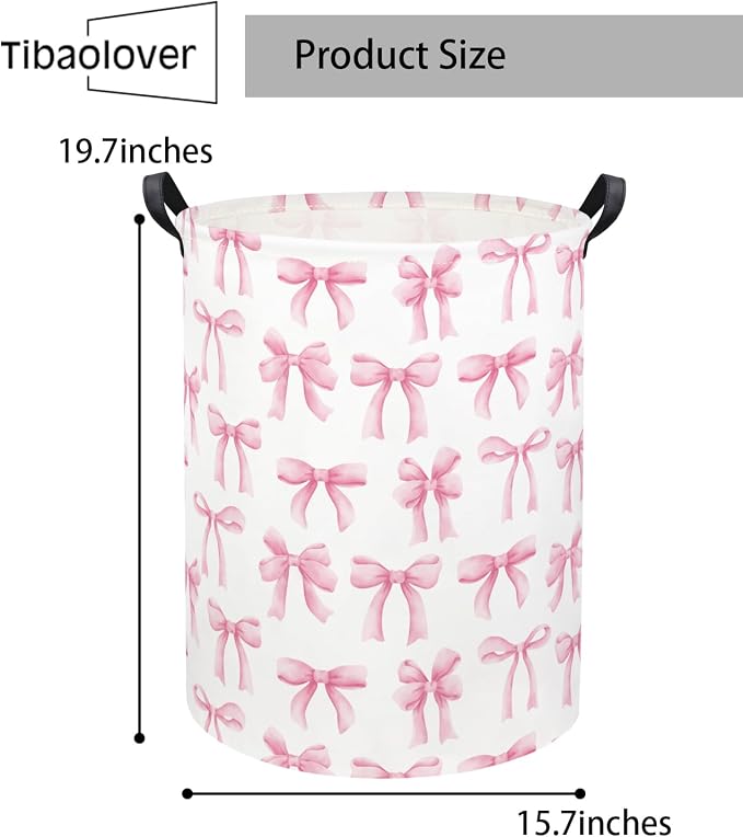 Baby Laundry Basket Kids Hamper Toy Storage Bin for Boys Room Decor Baby Nursery Hamper Gift Baskets for Bedroom Bathroom(Bowknot)