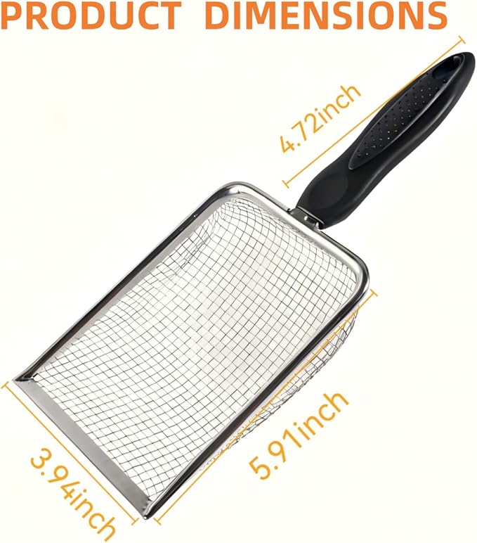 Chicken Poop Scooper, 2 Pack Chicken Coop Scoop with 3.8mm & 8mm Mesh,Chicken Poop Scooper for sand,Chicken Coop Accessories,Chicken Coop Cleaning Tools,Metal Chicken Coop Rake and Scoop Tool(Black)