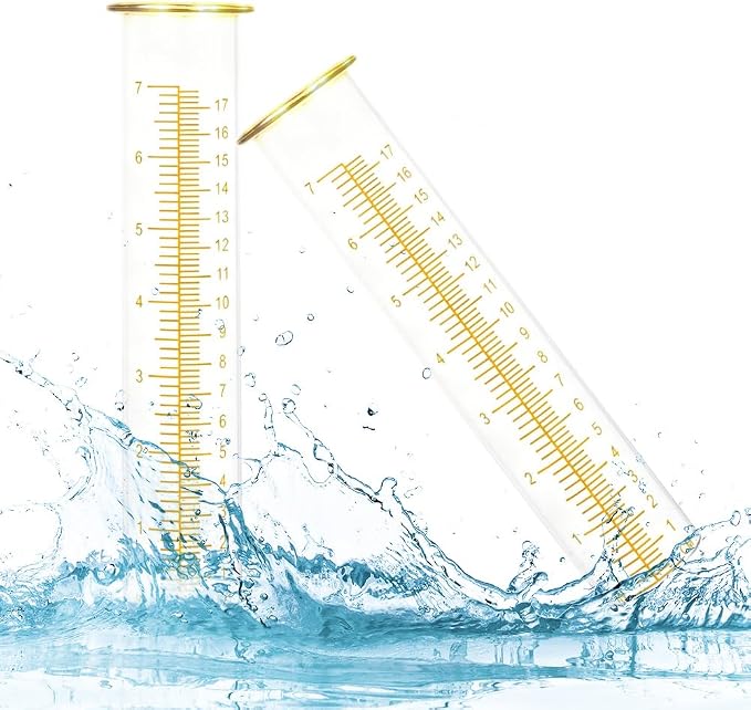 7'' Capacity Rain Gauge Replacement Tube Glass, 2 Pcs Replacement Rain Gauge Tube for Garden Yard Outdoor(Yellow)