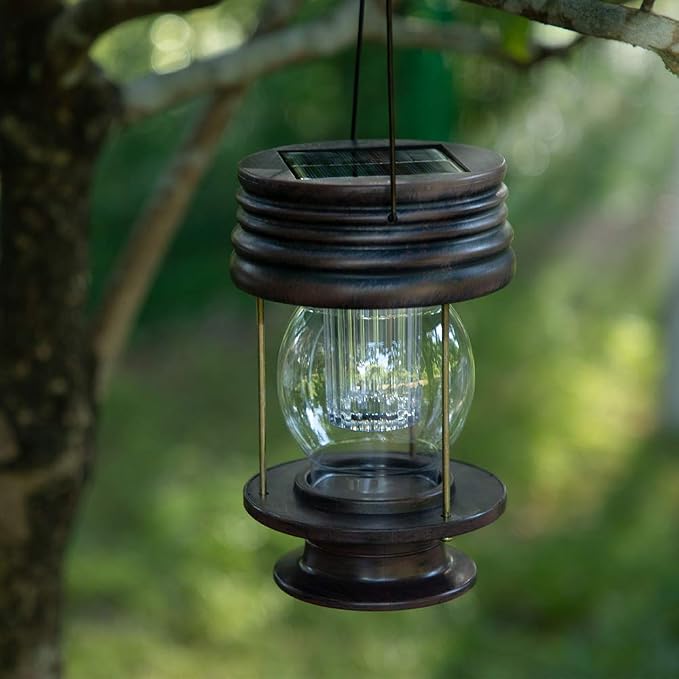 Solar Lanterns Outdoor Patio Decor, 2 Pack Large Hanging Solar Lights Waterproof, 30LM Bright Retro Decorative Table Lamps with Warm Glow for Porch, Yard, Garden, Pathway & Backyard Decoration