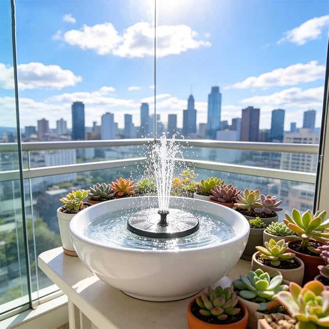 Honche Floating Solar Fountain Water Pump for Bird Bath and Garden Decor, 13cm Lotus Style Solar Powered Fountain,Patterns for Pond, Pool, Patio (No Battery Needed)