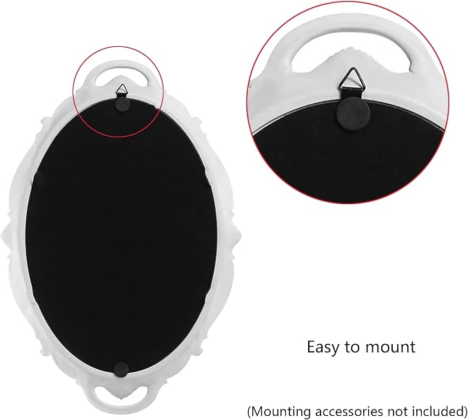 Eaoundm 14.5 x 10 inchs Oval Antique Decorative Wall Mirror Vintage Hanging Mirror (White)
