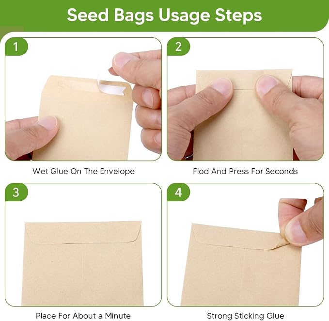 Seed Storage Organizer Box with 4 Compartments, Metal Seed Saving Container with Lockable Lid and Safety Locks, Includes 50 Envelopes, 100 Plant Labels, 50 Clips and Marker (Olive Green)