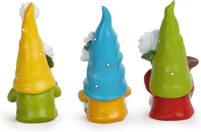 Hodao Summer Decorations for Home - Colorful Garden Gnomes Figurines with Flowers & Tools – Spring Summer Indoor Decor for Table, Lawn, Window Sill – Gift for Garden Lovers