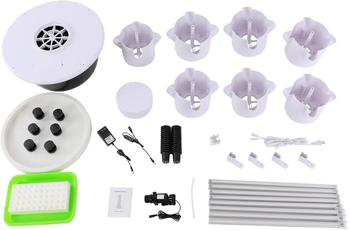 Hydroponic Growing System with LED Grow Lights, 28 Pods 7 Tiers Vertical Hydroponic Tower, Home Hydroponic Garden with Water Pump, Timer, Plants Germination Kit for Herbs, Fruits, Vegetables