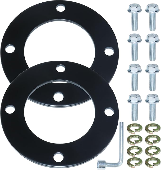 2 Pack Upgraded High-Strength Deck Spindle Reinforcement Rings with Mouting Bolts and L Shaped Angled Hex Socket Wrench for John Deere All Series Lawn Tractors and Lawn Mowers