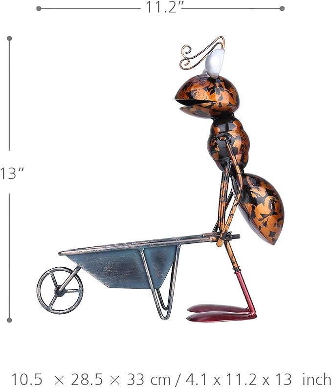 Tooarts Metal Ant Garden Decor Sculpture Home Patio Lawn Yard Indoor Outdoor Statue Ornament with Removable Bucket