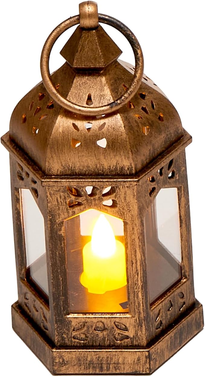 VEVOR 12 Pcs Decorative Candle Lantern, LED Electric Flameless Candle, Plastic LED Holder with Glass, Wall Hanging Indoor Porch Lanterns for Wedding Table Party Farmhouse Indoor Decor, Bronze