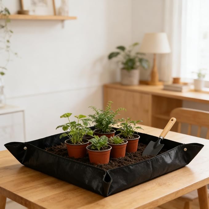 39inch x 39inch Potting Mat Impermeable Repotting Pad for Indoor Gardening Foldable Transplant Tray Easy to Clean Portable Plant Care Tool
