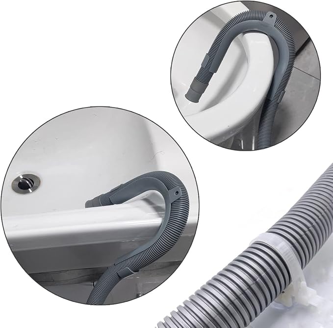 Universal U-Shape Wash. Mach. Drain Hose Guide Assembly - 1x Grey U-Shape + 2x Cable Tie Adhesive Sticker