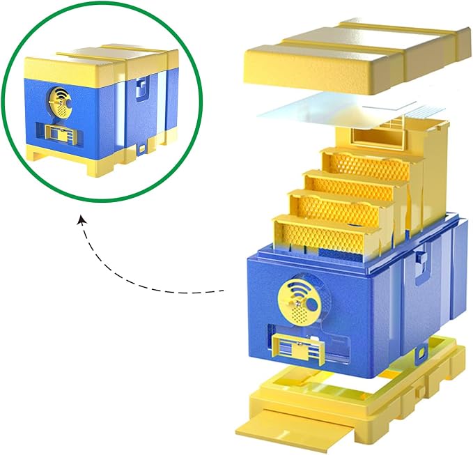 Queen Nuc Box Bee Mating Nuc Hive Bee House Mini Bee Hives Box Queen Rearing Box for Beekeeping (Blue)