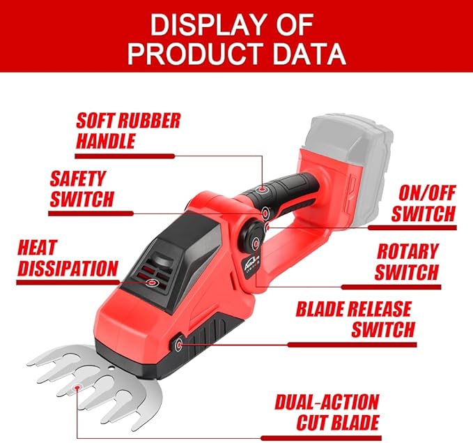 Cordless Hedge Trimmer 2 in 1 Bush Trimmer & Grass Shears Compatible with Milwaukee 18V Battery (No Battery) 90° Adjustable Head Electric Grass Trimmer for Yard, Garden and Lawn