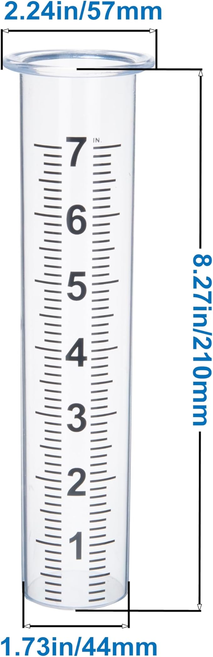 7" Plastic Rain Gauge Replacement Tube with Lid Design, Easy to Read Freeze Proof Rain Gauges (Plastic Gauge Tube)