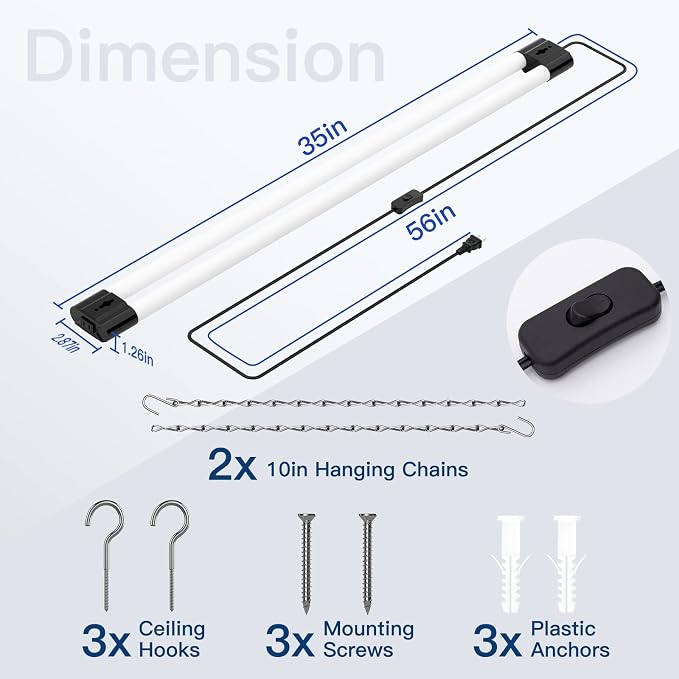 BBOUNDER 3FT LED Shop Light Fixture, Super Bright 3300LM, Cool Daylight White 6500K, Ceiling or Hanging Mount, Durable Garage Shop Lighting for Warehouse, Workbench, Basement, and Business Use, Black