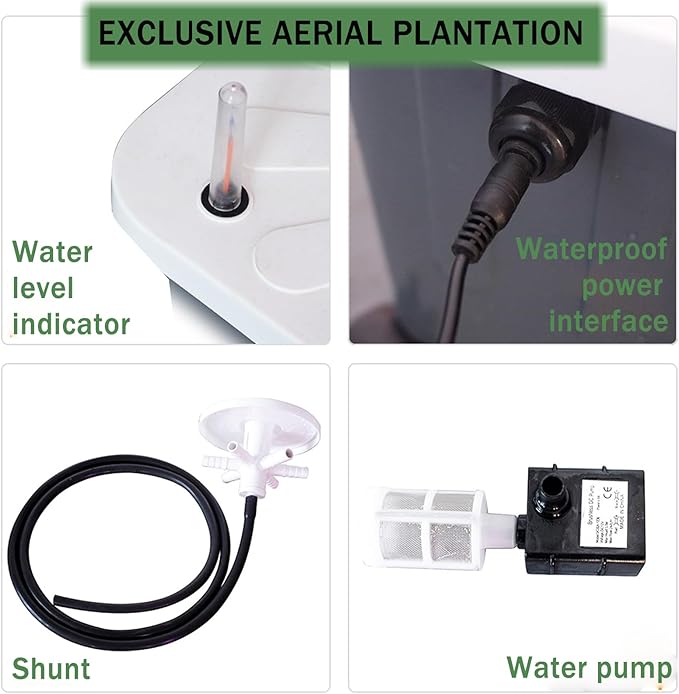 Hydroponics Tower Indoor Growing System Vertical Garden Planter Indoor Smart Garden Kit with Pump and Movable Water Tank Vegetable Plant Gift for Gardening Lover (Gray)