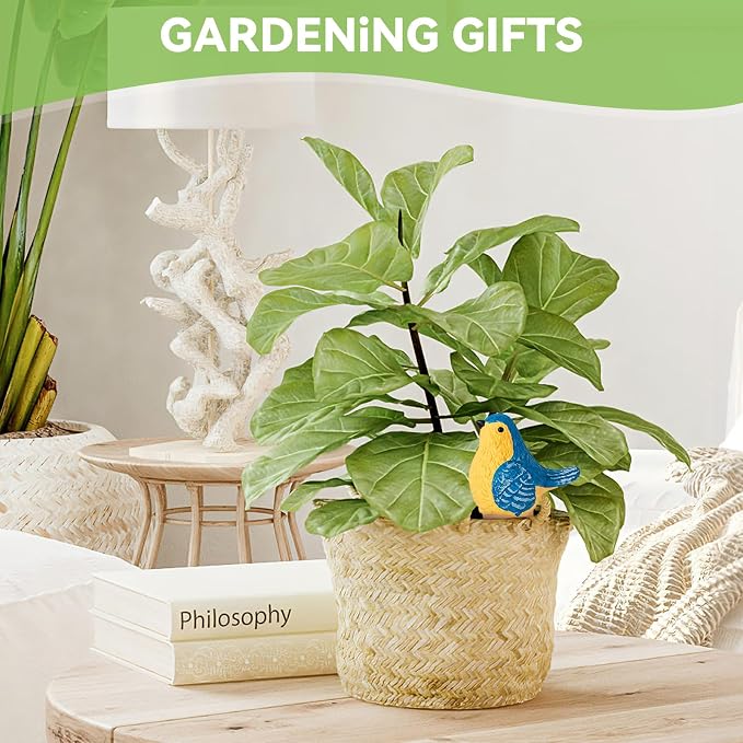 Yeswhat Self Watering Plant Spikes 4 Pack, Terracotta Automatic Plant Waterer for Indoor Outdoor Plants, Slow Release Watering Stakes, Vacation Plant Watering Devices for Potted Plants Garden(Bird)