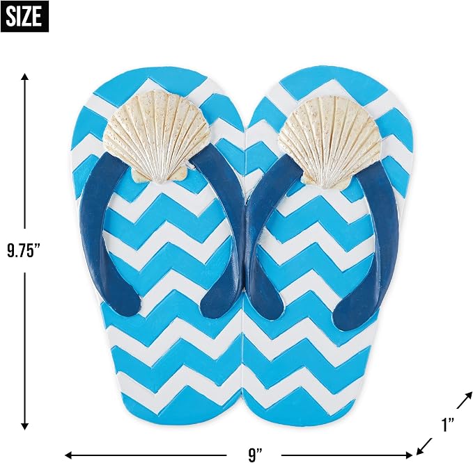 DII Cement Stepping Stone Collection Decorative Colorful, 9x9.5, Seashell Flip Flops