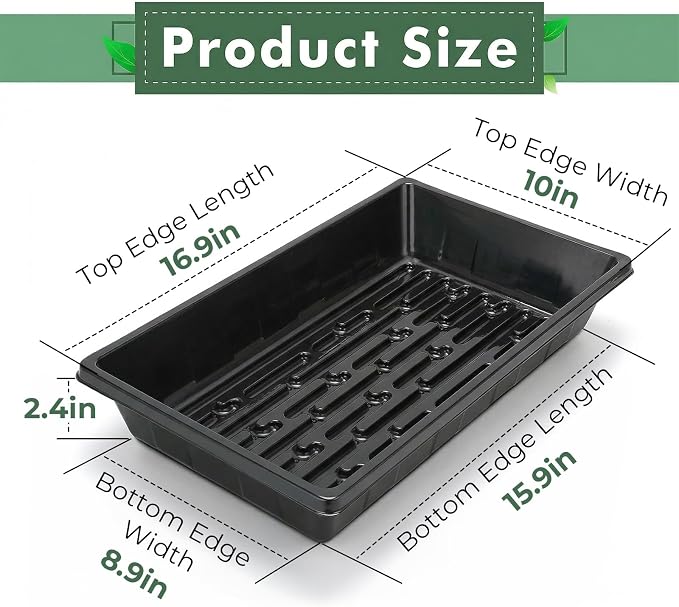 Sckee Upgraded 20 Pack Plant Growing Trays Seed Starting Tray Microgreens Growing Trays Seedling Plant Germination Starter Tray Transplant Fodder Flats, No Holes, No Leakage, Reusable (1017)