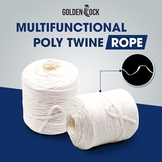 Heavy Duty 200 lbs Strong Polypropylene Tomato Twine, Garden Plant Tie String, Greenhouse Trellis Twine, Durable PP Tying Twine for Bundling, Packaging, Gardening, Farming (White/Green), 295FT