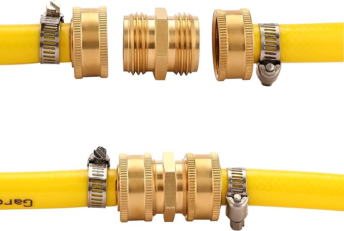Garden Hose Connector, Male to Male Hose Adapter, 2 Pack 3/4 Inch Brass Water Hose Connector for Female Hose to Female Hose,(3/4" GHT Double Male)