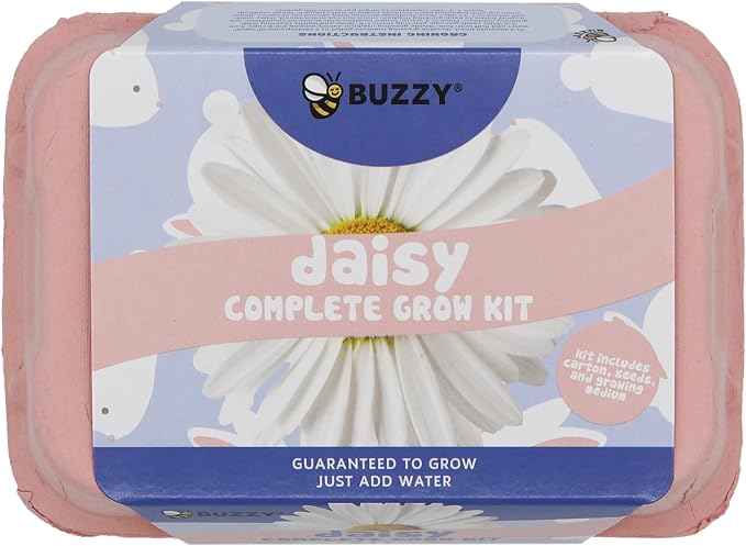 Buzzy Seeds Flower Starter Kit 2-Pack - Egg Carton Eco-Friendly Pots - Complete Indoor Gardening Kit with Seeds, Coconut Husk Growing Medium & Plantable Pots - 100% Grow Guarantee