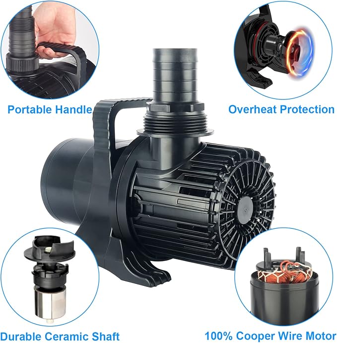 OYO WATER High Flow Submersible Water Pump, 9300 GPH 620W Waterfall Pump for Ponds & Outdoor Features, 32.8FT Power Cord, Quiet & Powerful Pond Filter Pump for Koi Pond, with Barrier Bag