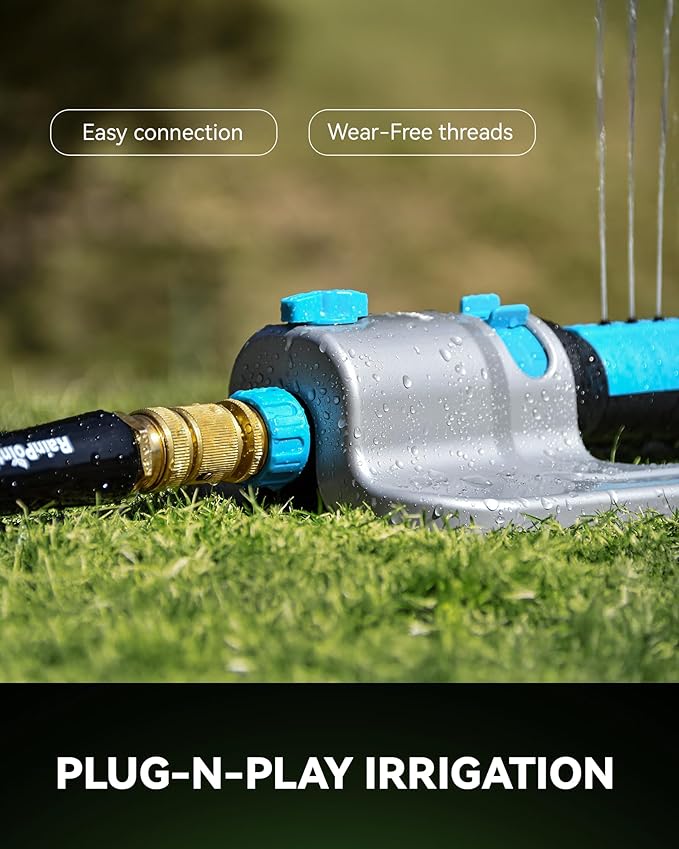 RainPoint Garden Hose Quick Connectors, Heavy Duty Solid Brass 3/4 Inch GHT, Universal Leak-Proof Fittings for Easy Water Hose Connection (6 Sets)