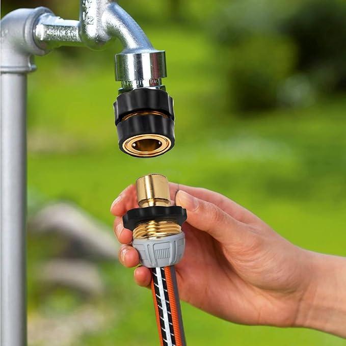 Xiny Tool 3/4 Inch Garden Hose Quick Connect, Quick Connect Garden Hose Fittings, Male and Female Water Quick Release Hose Connector (6 Pack)