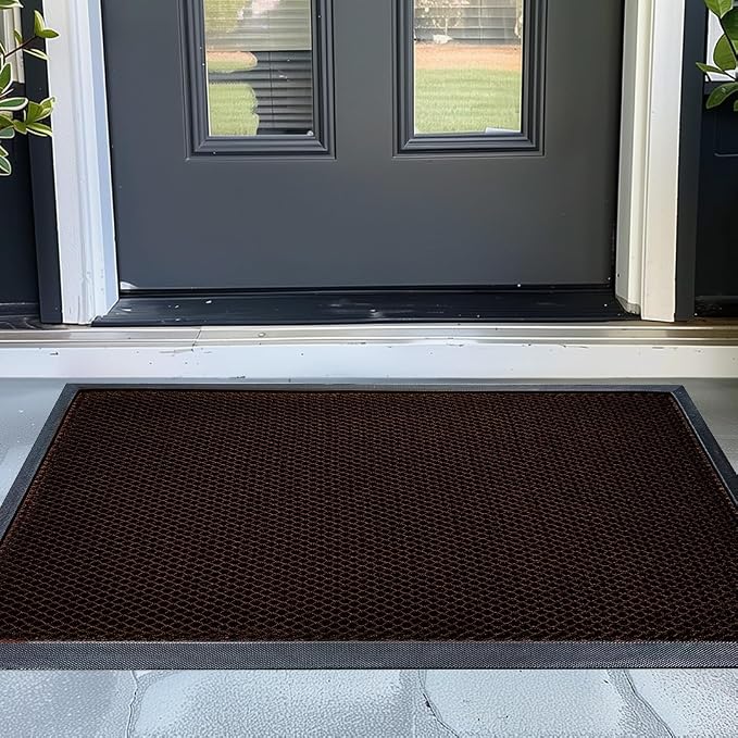 Muddy Mat® Meshy Mat™ Door Mat Heavy-Duty Quick-Dry Floor Mat, Sand & Dirt Trapper for Indoor & Outdoor, Ideal for Entrance, Mudrooms,Patios & Garages,Low-Profile,Non-Slip,Washable– Brown 48"x72"x0.4"