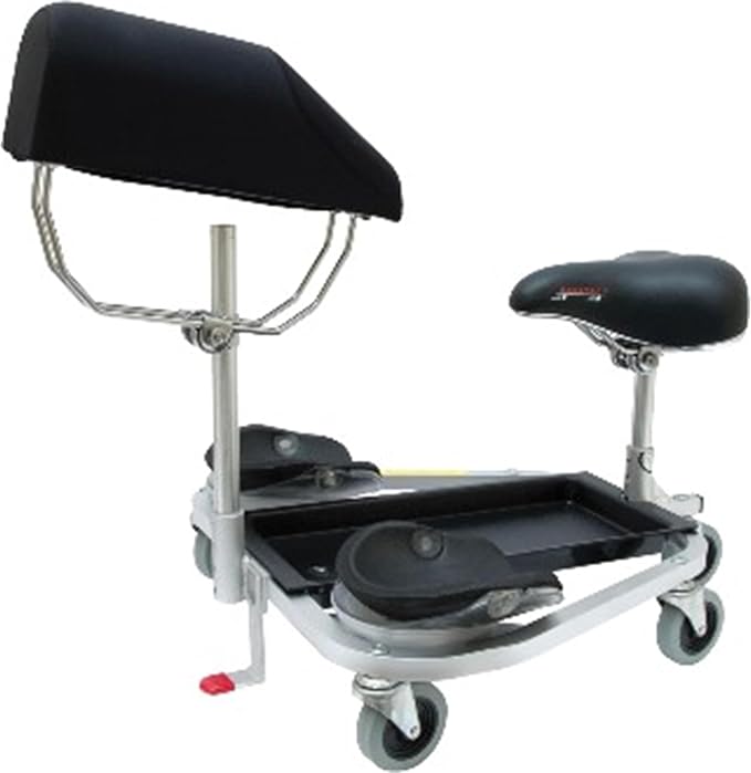 Racatac Kneeling Sitting Creeper with Chest Support, 2 Inch Casters, Rolling Knee Pads with Seat, Adjustable Seat, Knee Pads with Wheels, Assembled in USA, Floor Creeper, 01RACCS