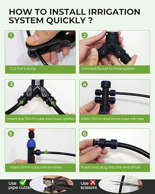 MYMULIKE 100FT Drip Irrigation System, Adjustable Drip Emitters, Upgraded Drip Irrigation Kit Automatic Irrigation Kit Garden Watering System for Flower Bed, Raised Beds, Lawn, Greenhouses