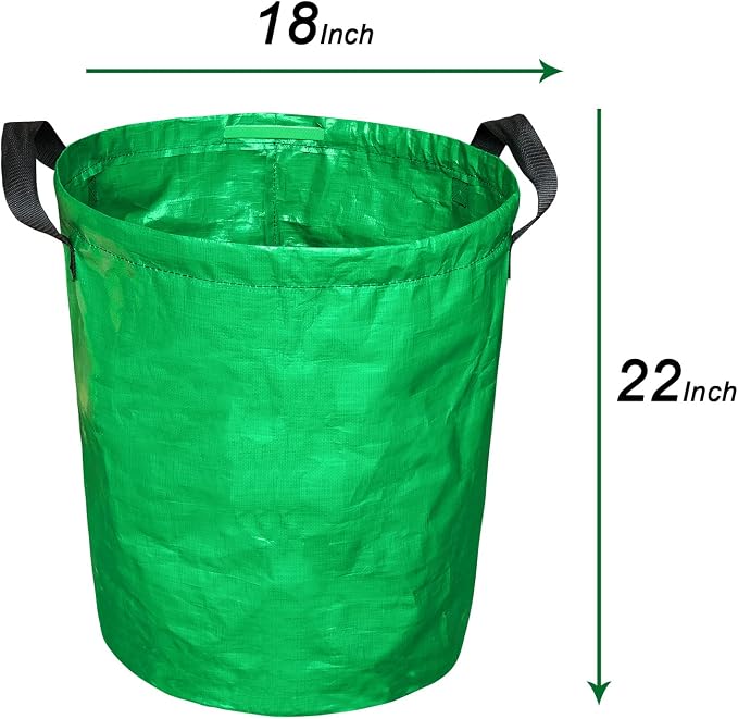 STARPYNG Green PE Woven Leaf Bag (D18, H22 inch) for Garden Waste, Yard Leaves, and Outdoor Debris - Large Capacity, Durable, Reusable with Handles (1-Pack)